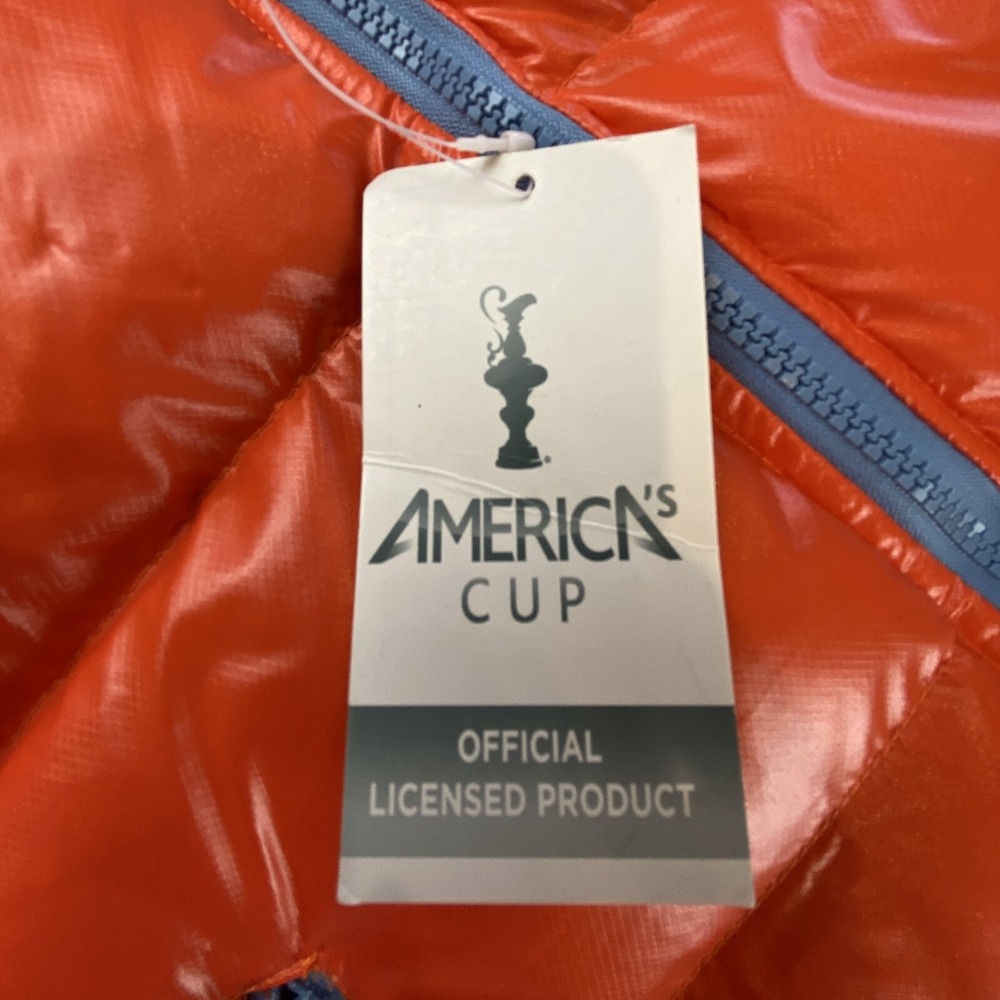 Americas Cup Down Quilted Jacket Nylon Orange Blue Womens M Hooded Winter Ski - Picture 5 of 11